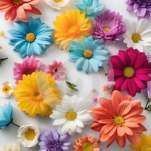 Rainbow flowers, lorem ipsum dolor sit amet. AI -Generated. photo