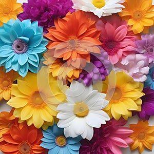 Rainbow flowers, lorem ipsum dolor sit amet. AI -Generated. photo