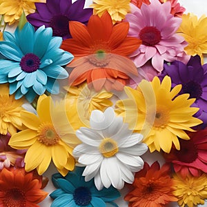 Rainbow flowers, lorem ipsum dolor sit amet. AI -Generated. photo