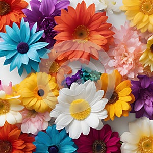 Rainbow flowers, lorem ipsum dolor sit amet. AI -Generated. photo