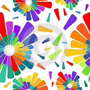 Rainbow flowers seamless pattern. hand drawing. Not AI, Vector illustration