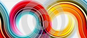 Rainbow fluid color line abstract background - swirl and circles, twisted liquid colours design, colorful marble or