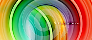 Rainbow fluid color line abstract background - swirl and circles, twisted liquid colours design, colorful marble or