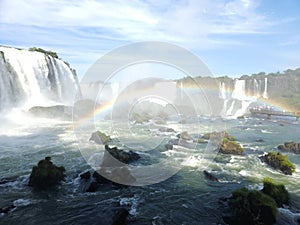 Rainbow forming on Iguaçu Falls