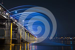 Rainbow fountain show at Banpo Bridge