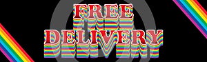 Rainbow free delivery black banner