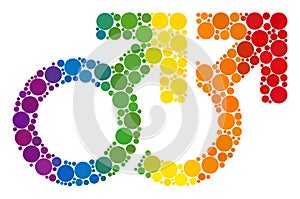 Rainbow Gay couple symbol Mosaic Icon of Spheric Dots