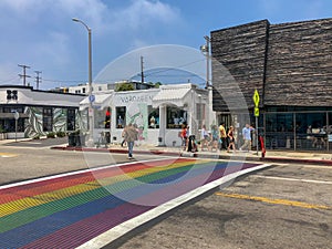 Rainbow gay flag crosswalk in Venice