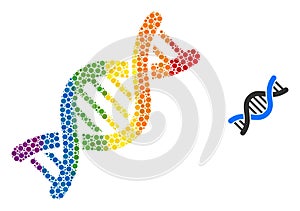 Rainbow Genetic Molecule Collage Icon of Spheres