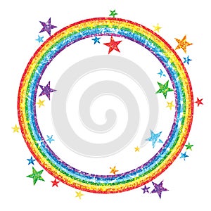 Rainbow glitter circle star decor effect