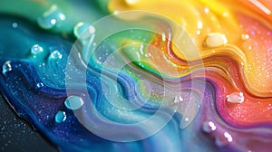 Rainbow Glitter Liquid Swirls Abstract Background