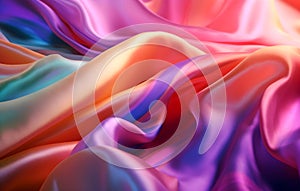 Rainbow glossy silk background - GenerativeAI