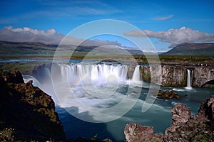 Rainbow and Godafoss waterfall