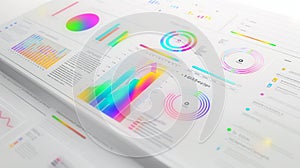 Rainbow Gradient Analytics Dashboard Display with Modern Data Visualization Charts