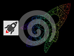 Spectrum Gradiented Polygonal Net Space Rocket Icon