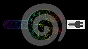 Rainbow Gradient Polygonal Net Electric Plug Icon