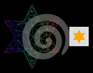 Rainbow Gradient Polygonal Net Six Corner Star Icon