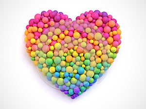 Rainbow gradient soft balls in shape of heart