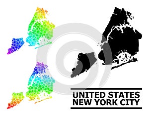 Rainbow Gradient Star Mosaic Map of New York City Collage