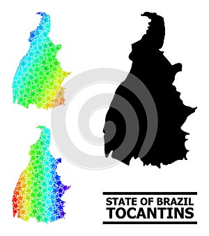 Rainbow Gradient Star Mosaic Map of Tocantins State Collage