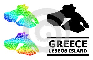 Rainbow Gradient Starred Mosaic Map of Lesbos Island Collage