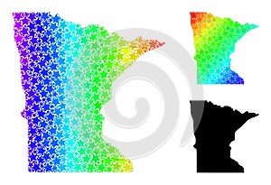 Rainbow Gradient Stars Mosaic Map of Minnesota State Collage