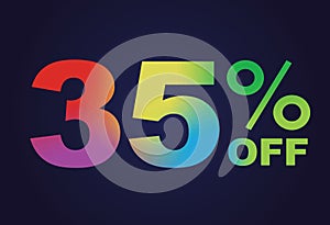 Rainbow gradient thirty-five percent off special discount word text