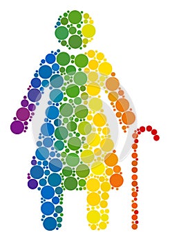 Rainbow Grandmother Collage Icon of Spheric Dots photo
