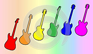 Rainbow Guitar Silhouettes