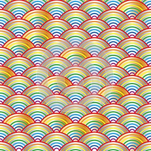 Rainbow half line bright seamless pattern