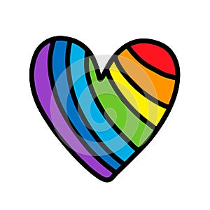 Rainbow hand drawn vector illustration in cartoon comic style background logo homosexual symbol