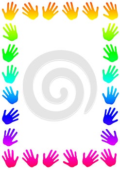 Rainbow hands frame invitation card