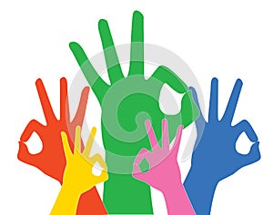 Rainbow hands okay sign and background vector