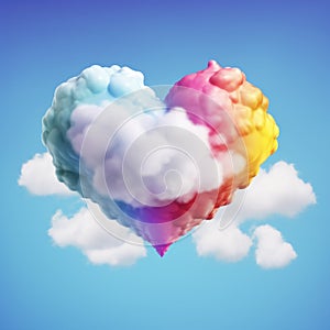 Rainbow heart cloud. Love cloud in the sky. LGBT love background. Queer rainbow heart poster