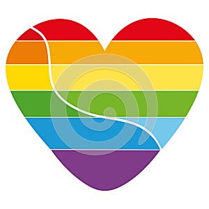 Rainbow heart, heart icon, lgbt color. Emblem. Homosexual love symbol. Isolated vector illustrations. LGBT community