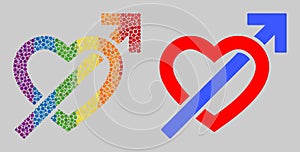 Rainbow Heart penetration arrow Mosaic Icon of Round Dots