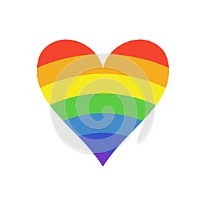 Rainbow heart shape isolated vector symbol