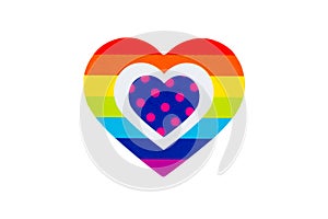 Rainbow heart symbol for gay pride isolated on white background