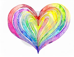 Rainbow heart watercolor illustration