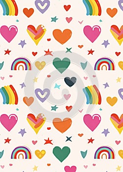 Rainbow hearts fabric by sarah mcdonald on spoonflower - custom fabric