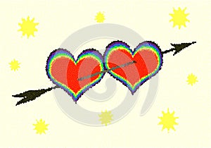 Rainbow Hearts Love Connection Stained Glass Mosaic