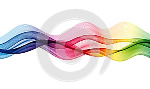 Rainbow horizontal wave lines on white background