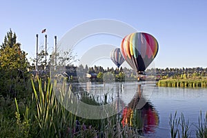 Rainbow Hot Air Ballon At Old Mill Bend, Oregon