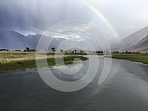 Rainbow at hunder, Beauty of ladakh  , Incredicle  india