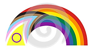 Rainbow icon with new Progress Pride Flag. Symbol of LGBT community