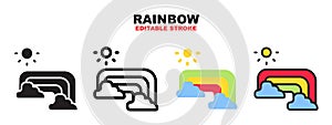 Rainbow icon set with different styles. Editable stroke and pixel perfect. Can be used for web, mobile, ui and more