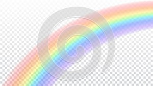 Rainbow icon. Shape arch realistic on white transparent background. Colorful light and bright design element