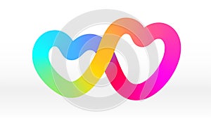 Rainbow infinite heart icon symbol love element background