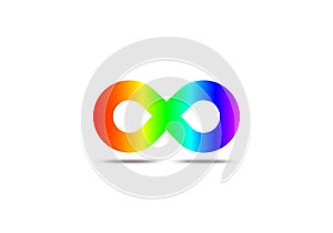 Rainbow Infinity sign. Line color gradient design pattern on white background.