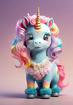 Rainbow Kawaii Unicorn Delight: Cartoon Cute with Colorful Manes